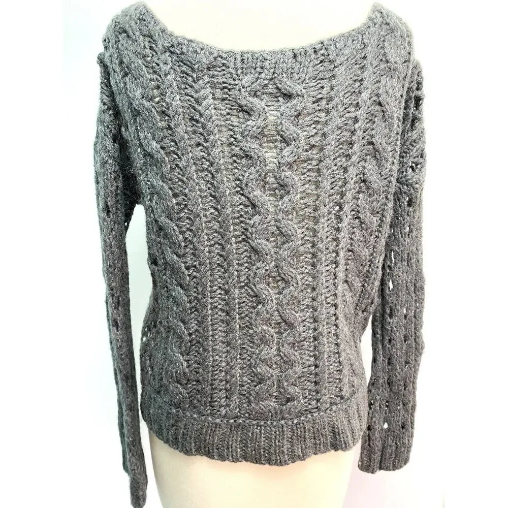 XS Free People Grey Crop Knit Sweater